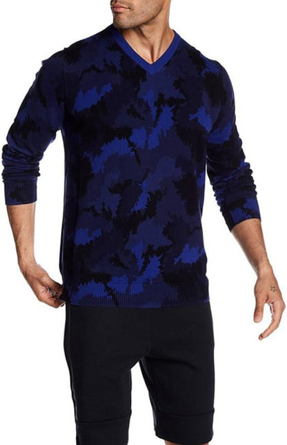 Nike Camo V-Neck Sweater Deep Royal Blue-Deep Royal Blue Large