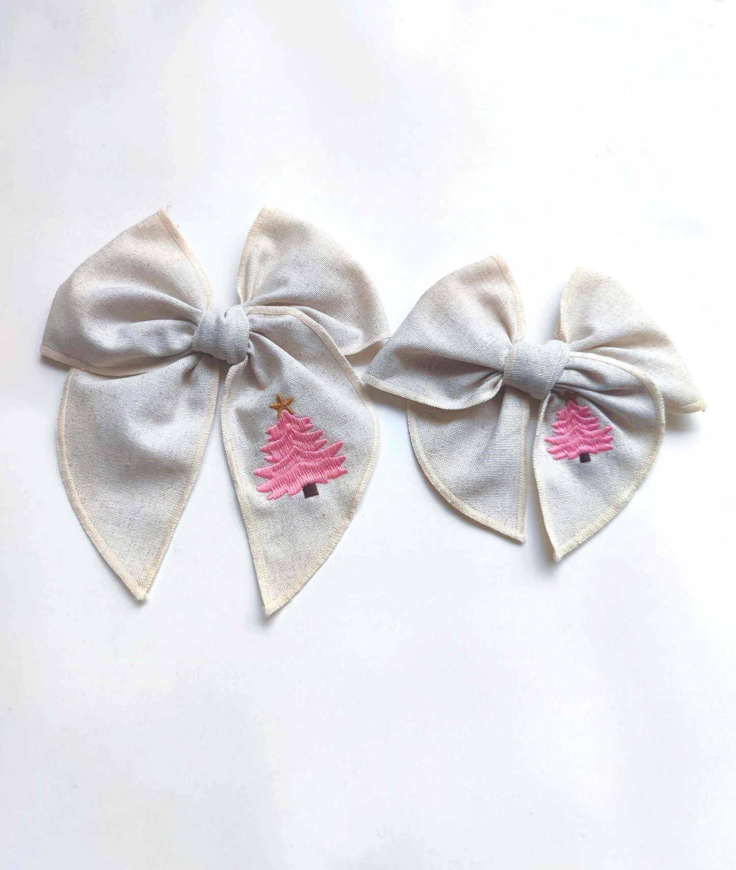 Christmas embroidered hair bows