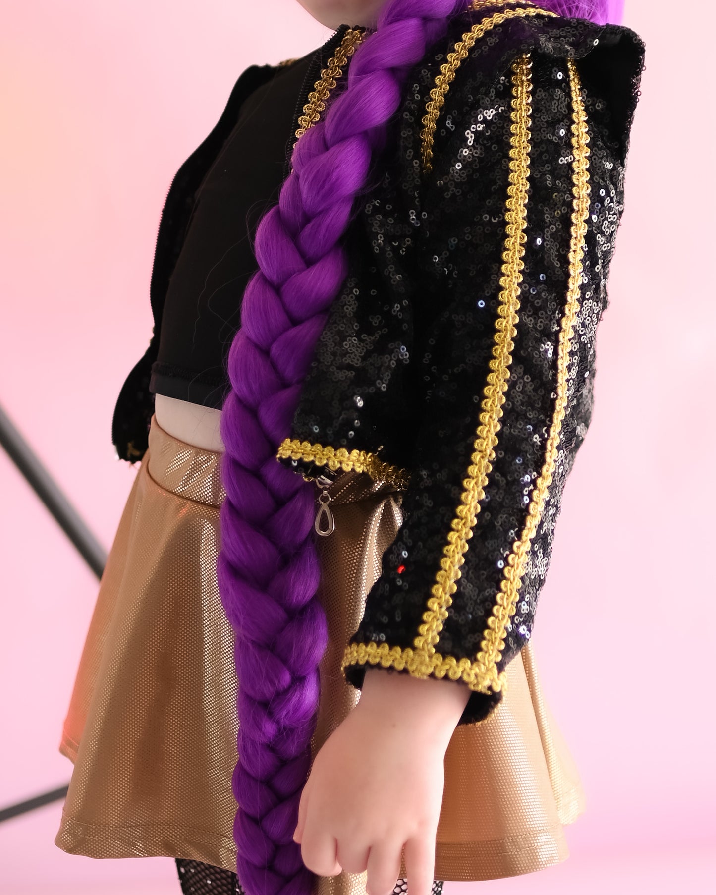 Kpop black gold cropped sequin jacket