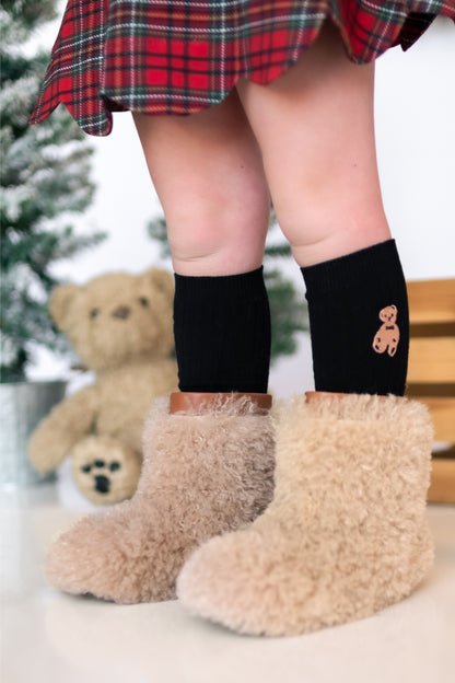Teddy Bear embroidered socks