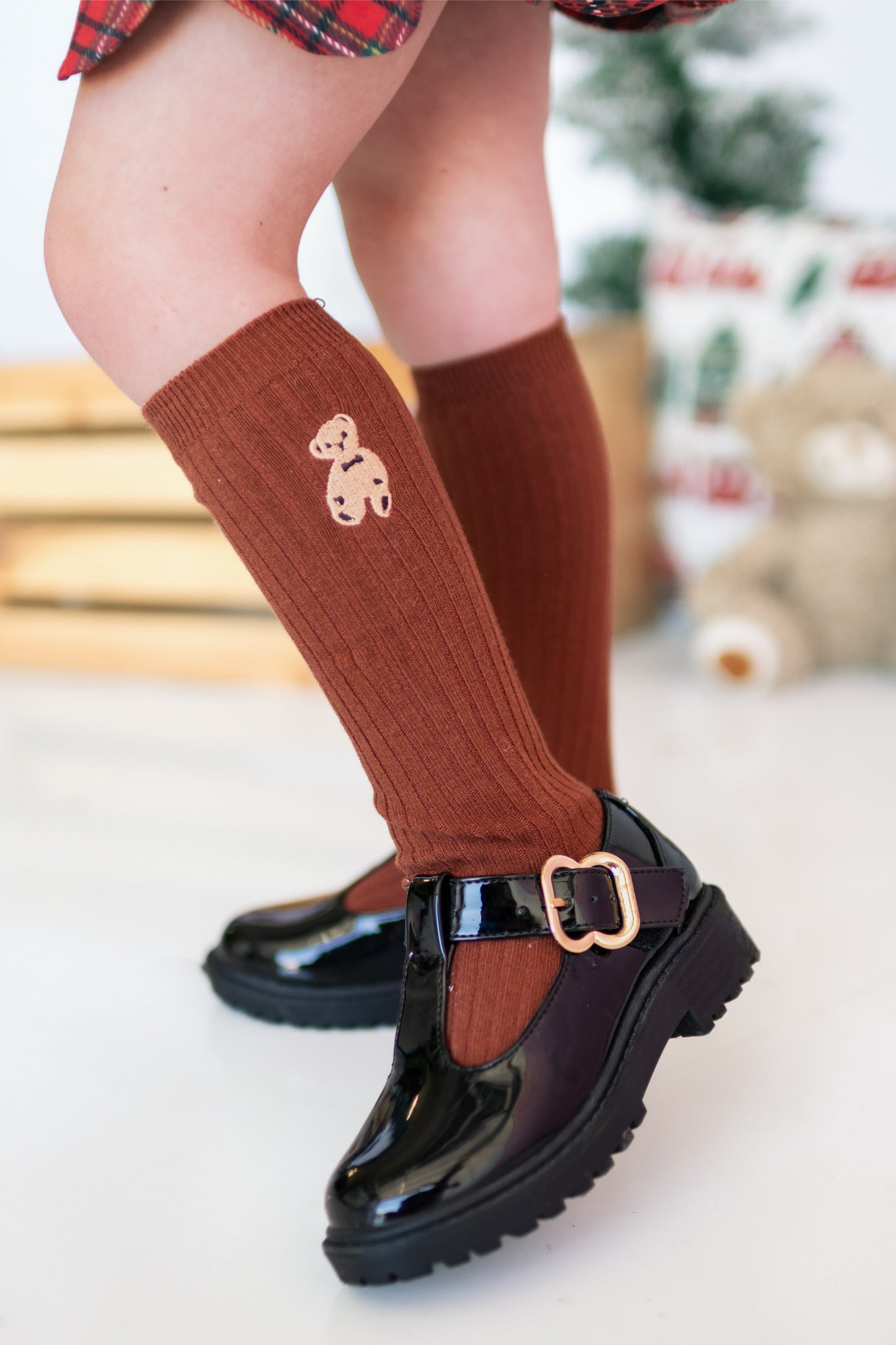 Teddy Bear embroidered socks