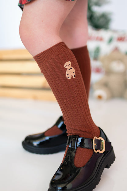 Teddy Bear embroidered socks