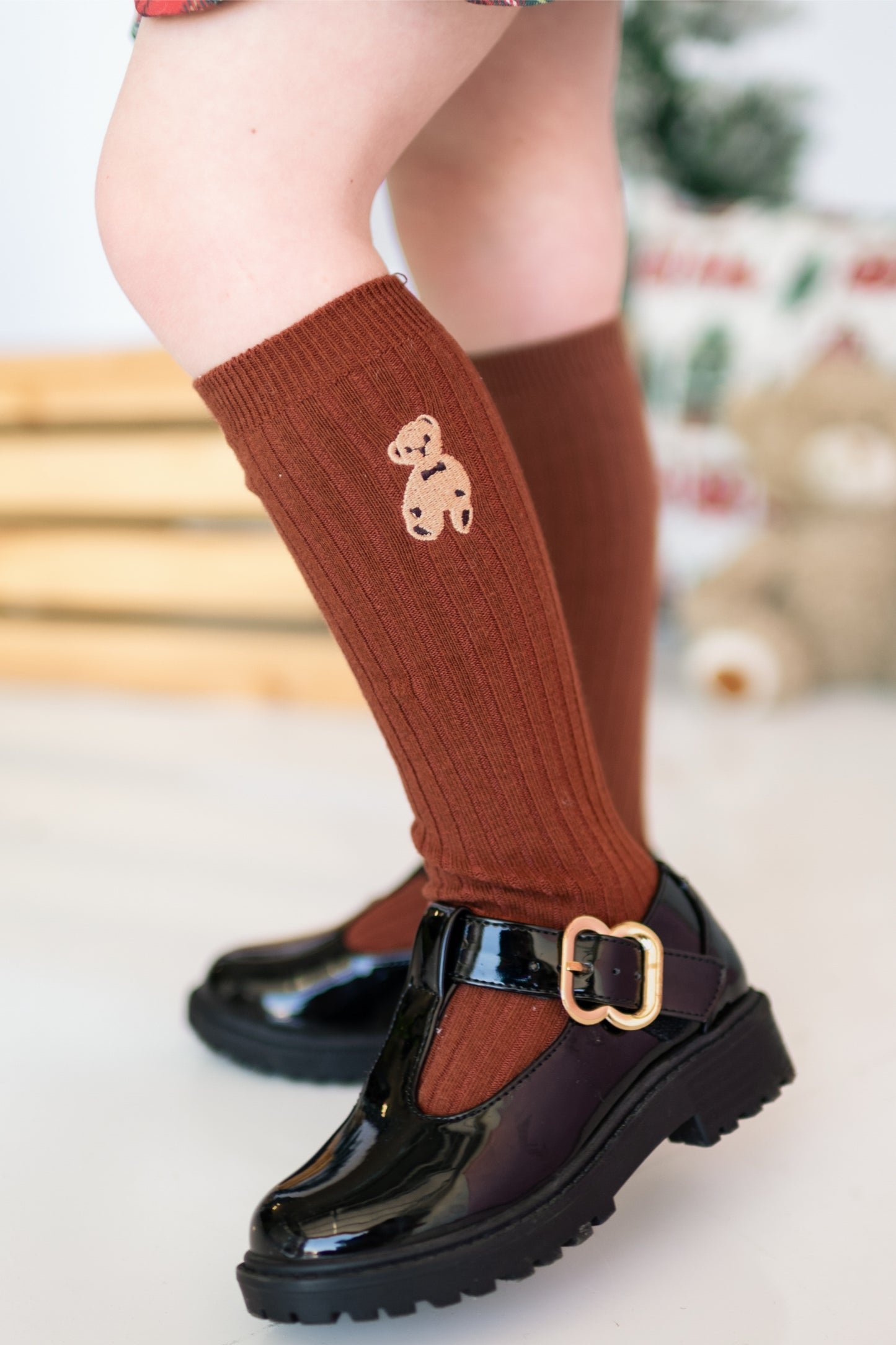 Teddy Bear embroidered socks