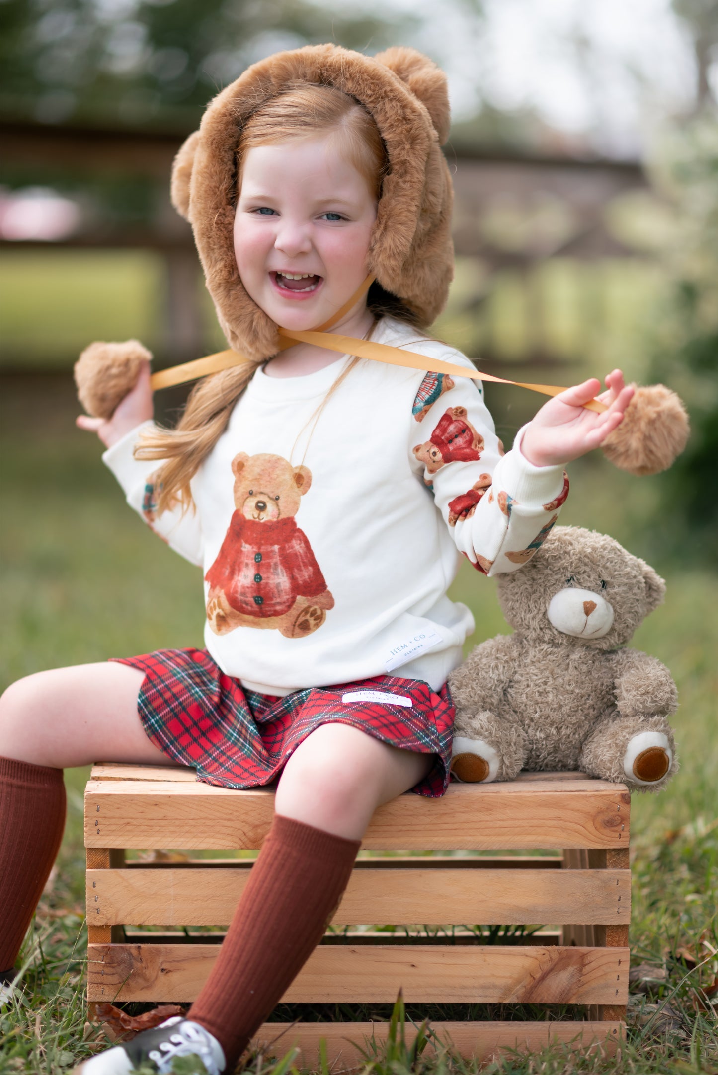 Teddy Bear embroidered socks