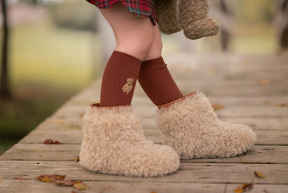 Teddy Bear embroidered socks