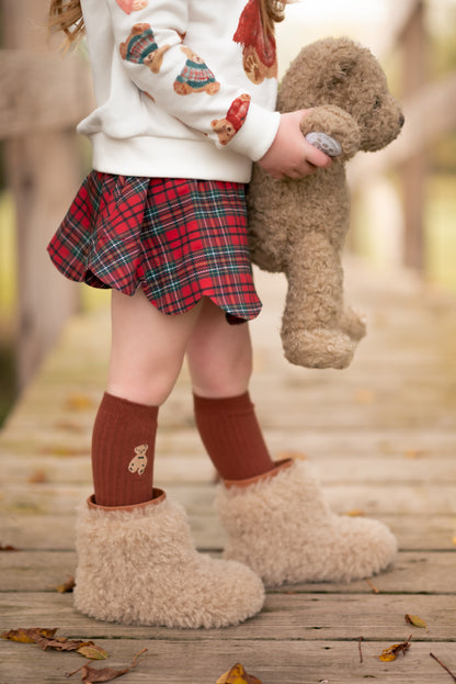 Teddy Bear embroidered socks
