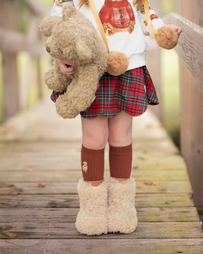 Teddy Bear embroidered socks