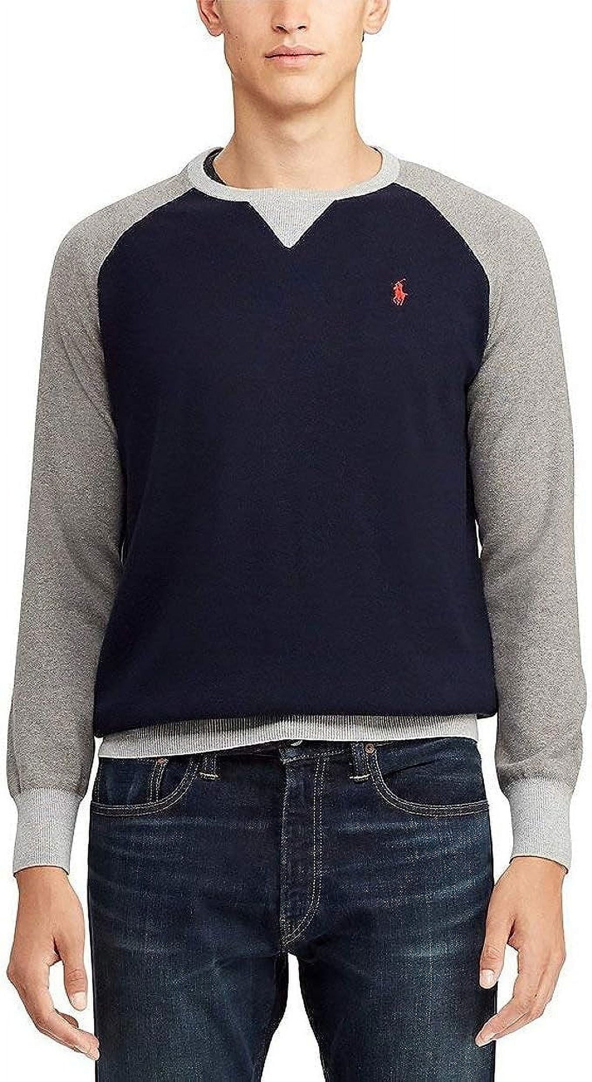 Polo Ralph Lauren Color-Block Raglan Sweater Navy - Large