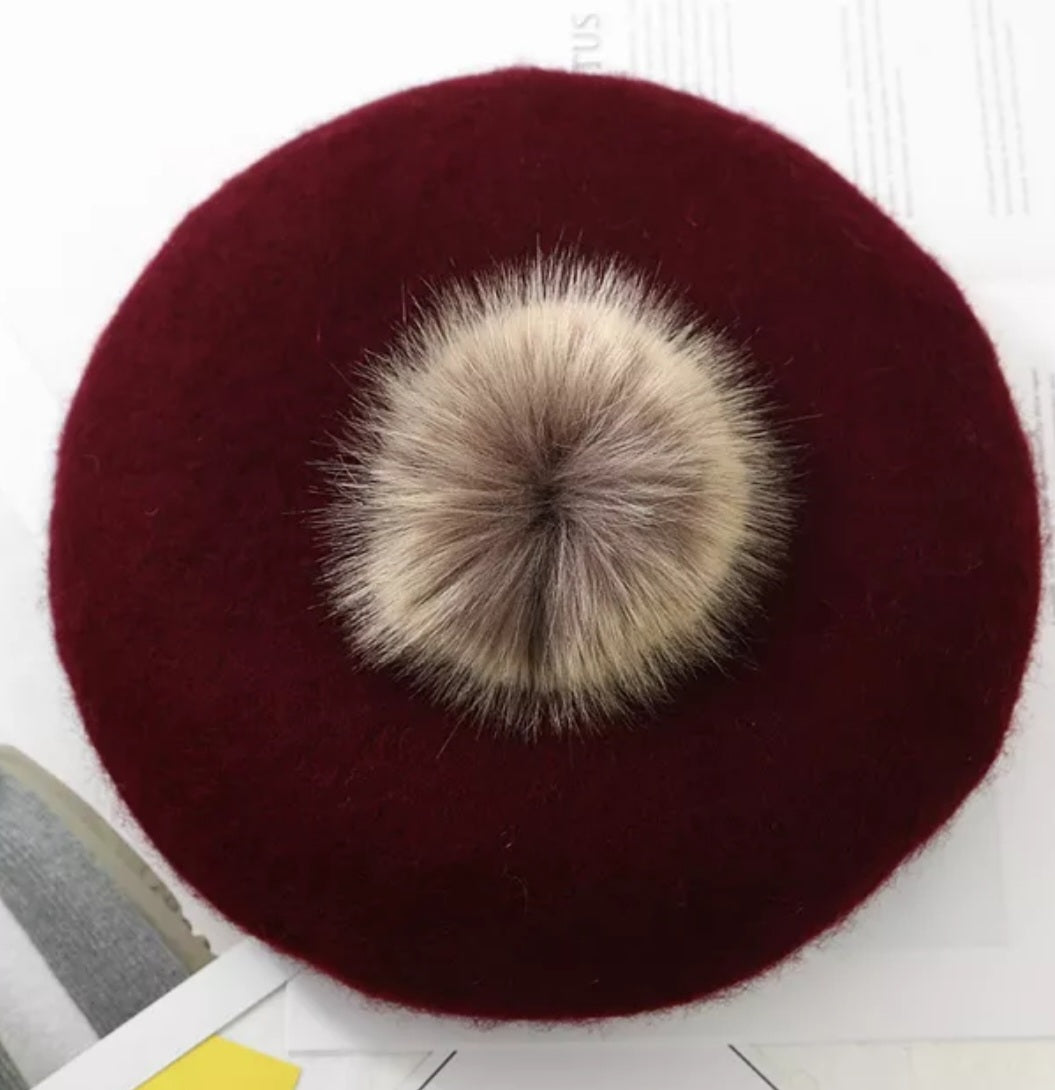 Fur pom beret (small pom)