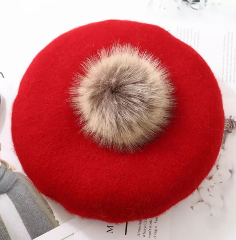 Fur pom beret (small pom)