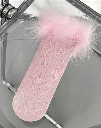 "Wild" lace fur socks