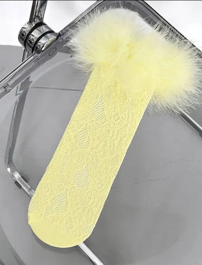 "Wild" lace fur socks