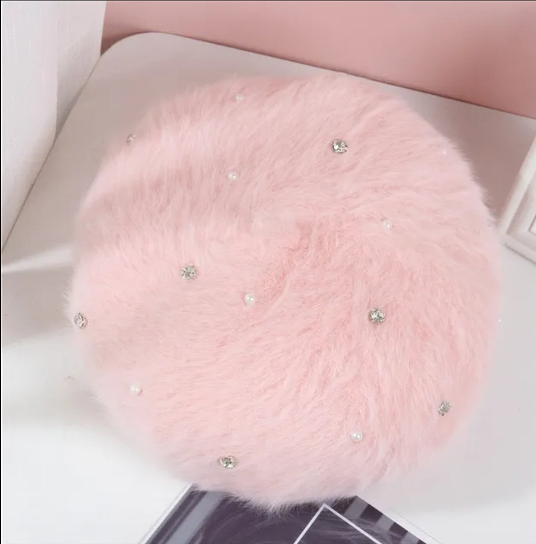 Fuzzy bling beret