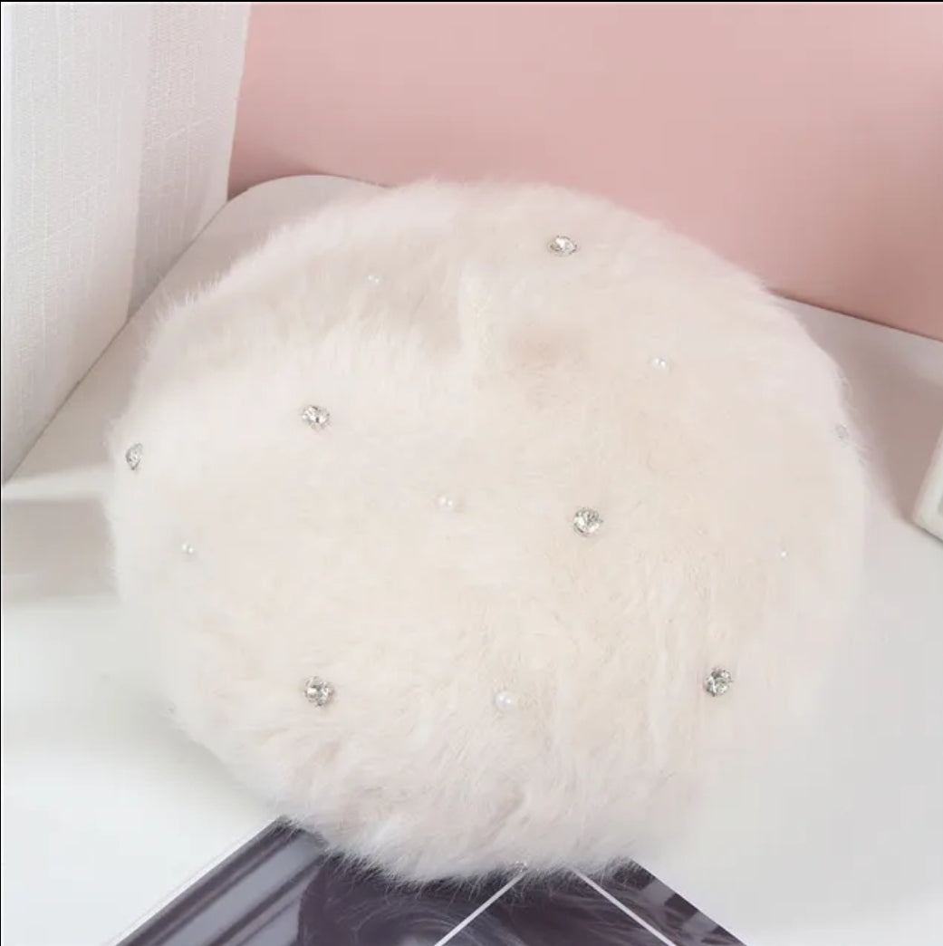 Fuzzy bling beret