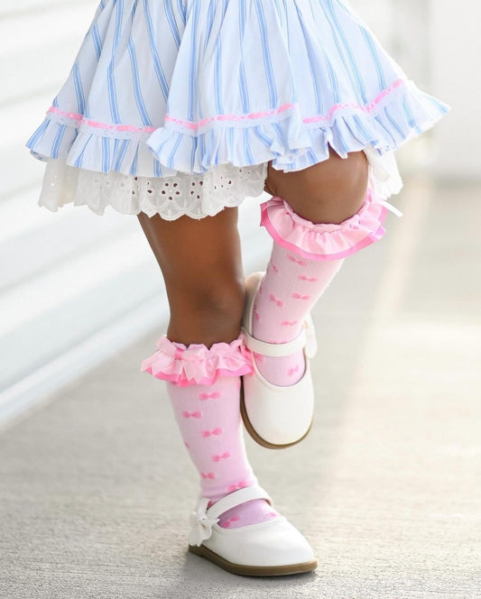 Tiny Bows Ruffle Knee High Socks