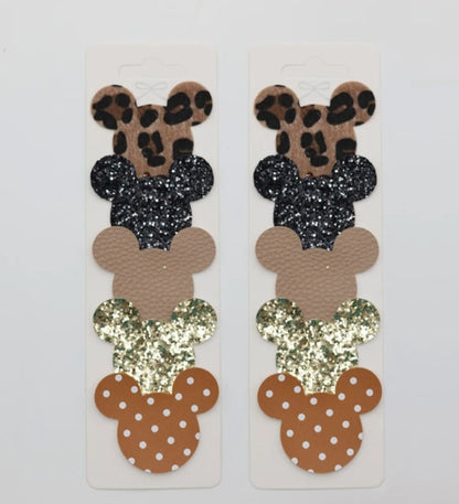 Magical Mouse head hair clips set of 5