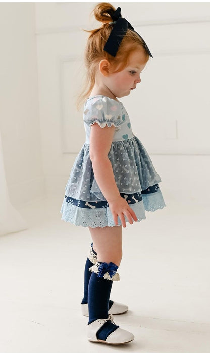 Lace trim bow knee high Socks