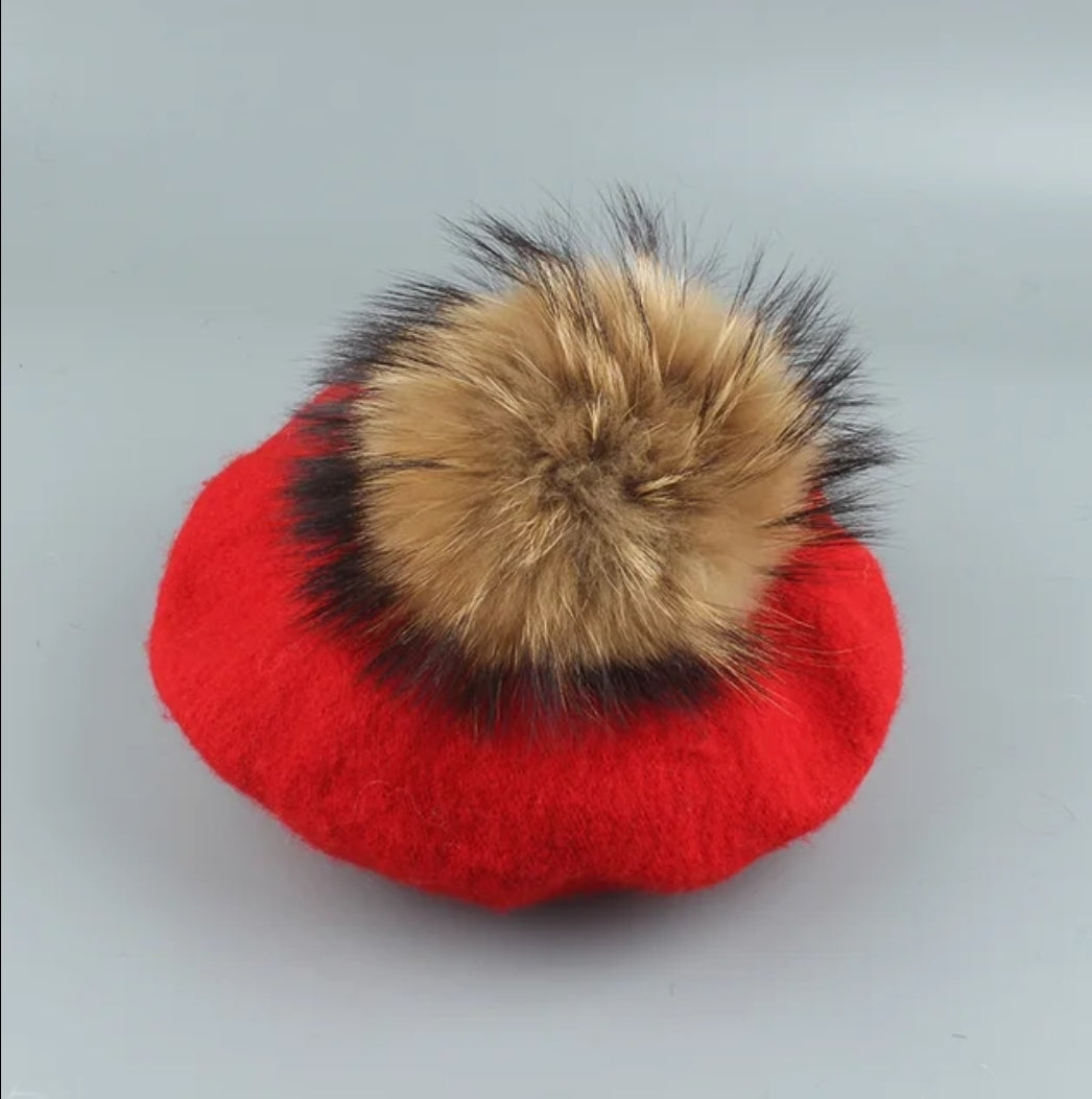 Fur pom beret - Adult