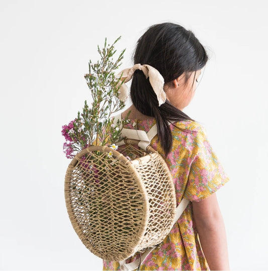 Natural woven backpack