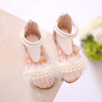 Pearl chiffon sandals