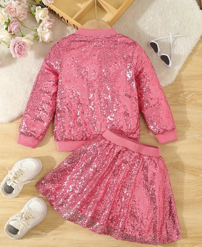 Pop star bling sequin jacket & skirt set