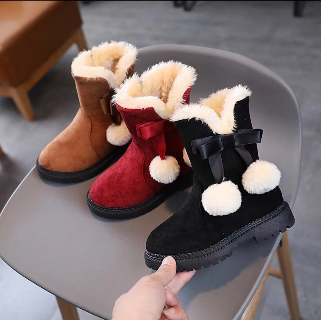 Dear Santa Fur lined Pom Pom boots