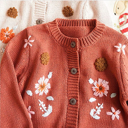 Fall floral embroidered cardigan