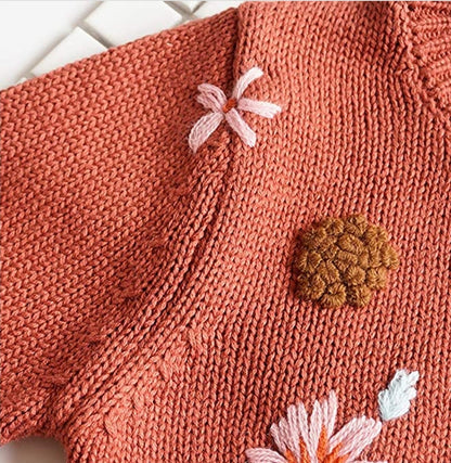 Fall floral embroidered cardigan