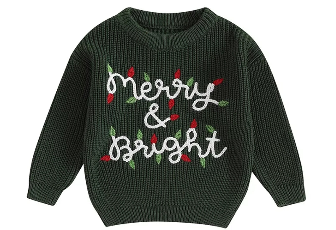 Joy Jolly Christmas embroided sweater