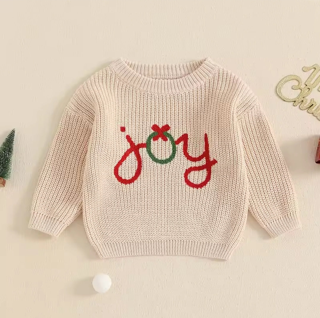 Joy Jolly Christmas embroided sweater