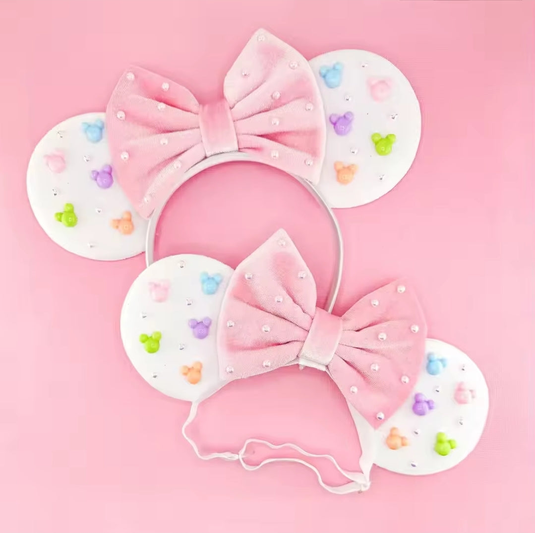 Minnie ears pearl bow headband