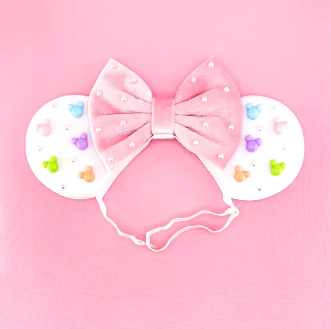 Minnie ears pearl bow headband