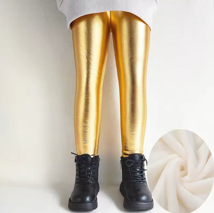 Metallic fleece lined leggings