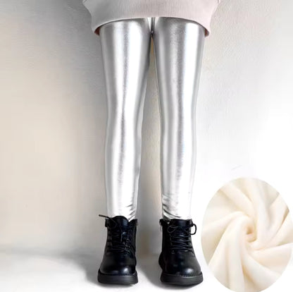 Metallic fleece lined leggings