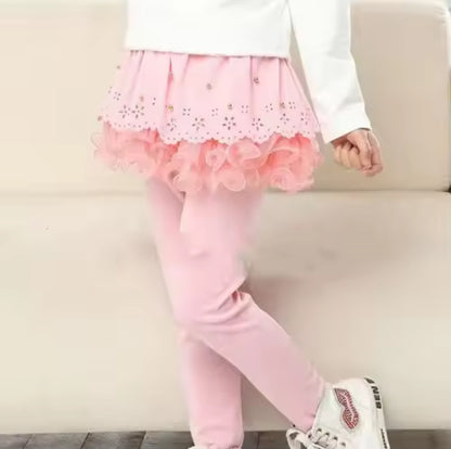 Skirted fleece lined tutu leggings