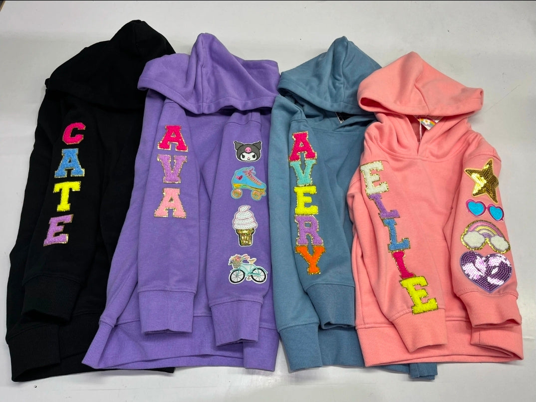 Personalized sweatshirt chenille patches