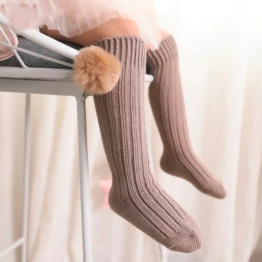Sweet puff furry pom socks