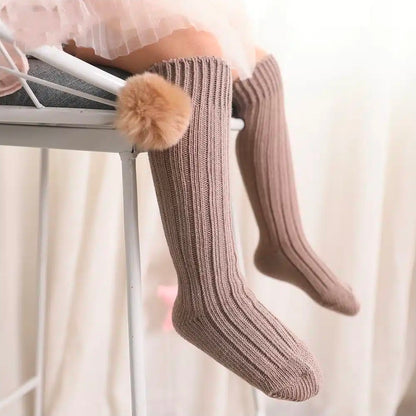 Sweet puff furry pom socks