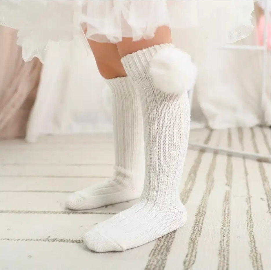 Sweet puff furry pom socks