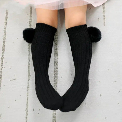 Sweet puff furry pom socks