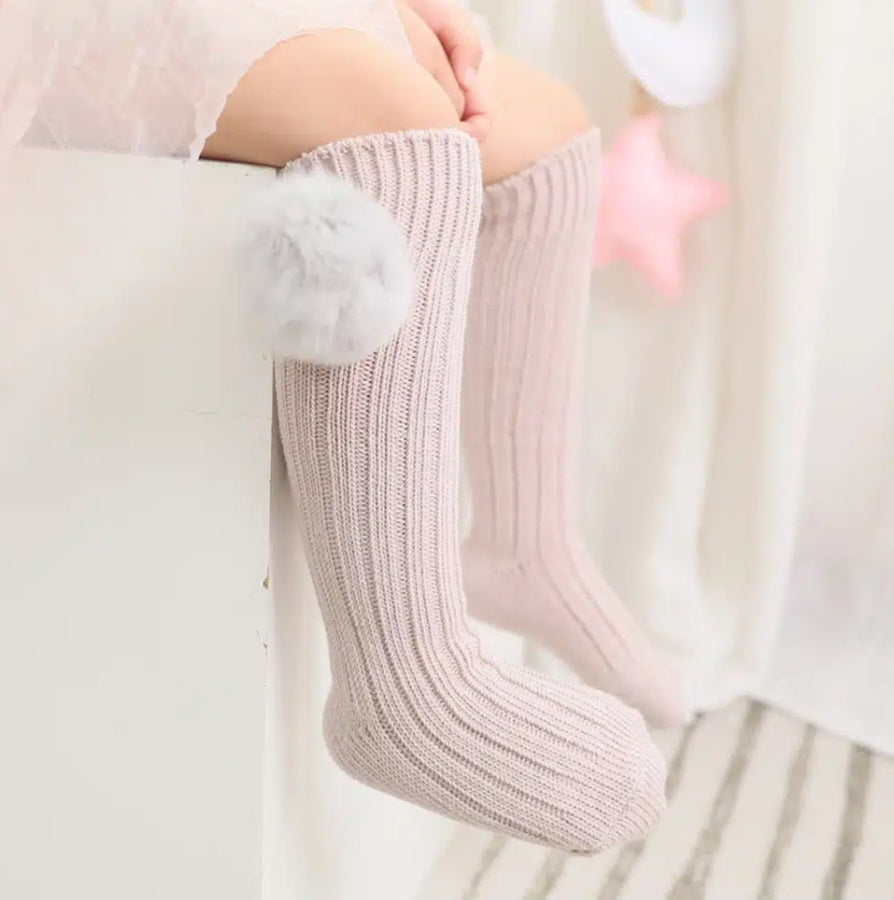 Sweet puff furry pom socks