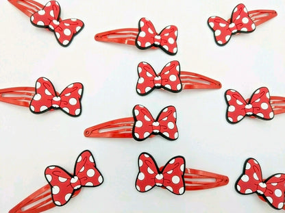 Red Polka dot bow and dress magical mouse hair clips