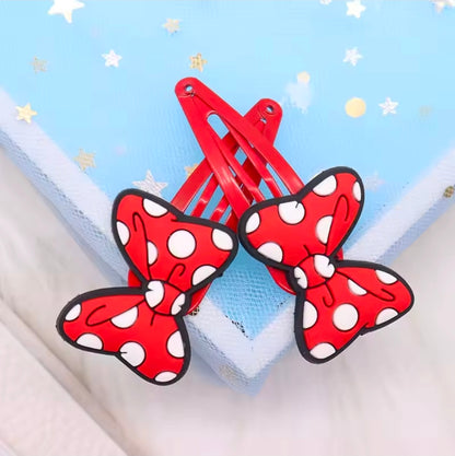 Red Polka dot bow and dress magical mouse hair clips