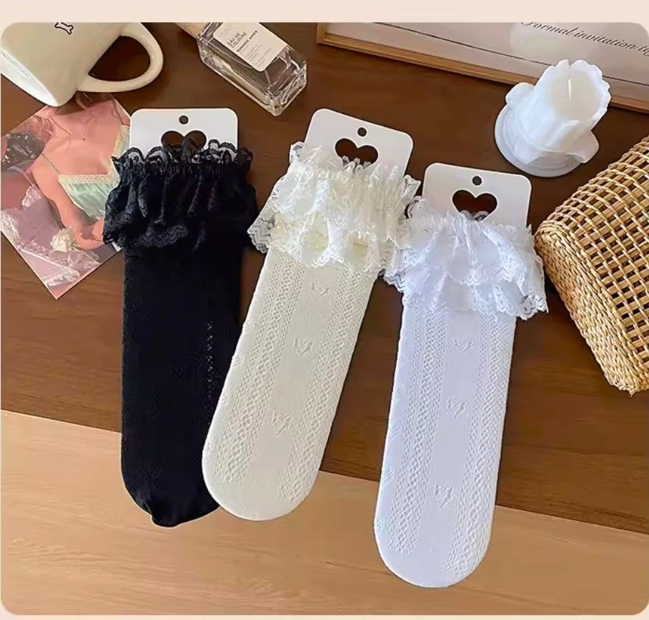 Cherie Amour Heart lace stocking