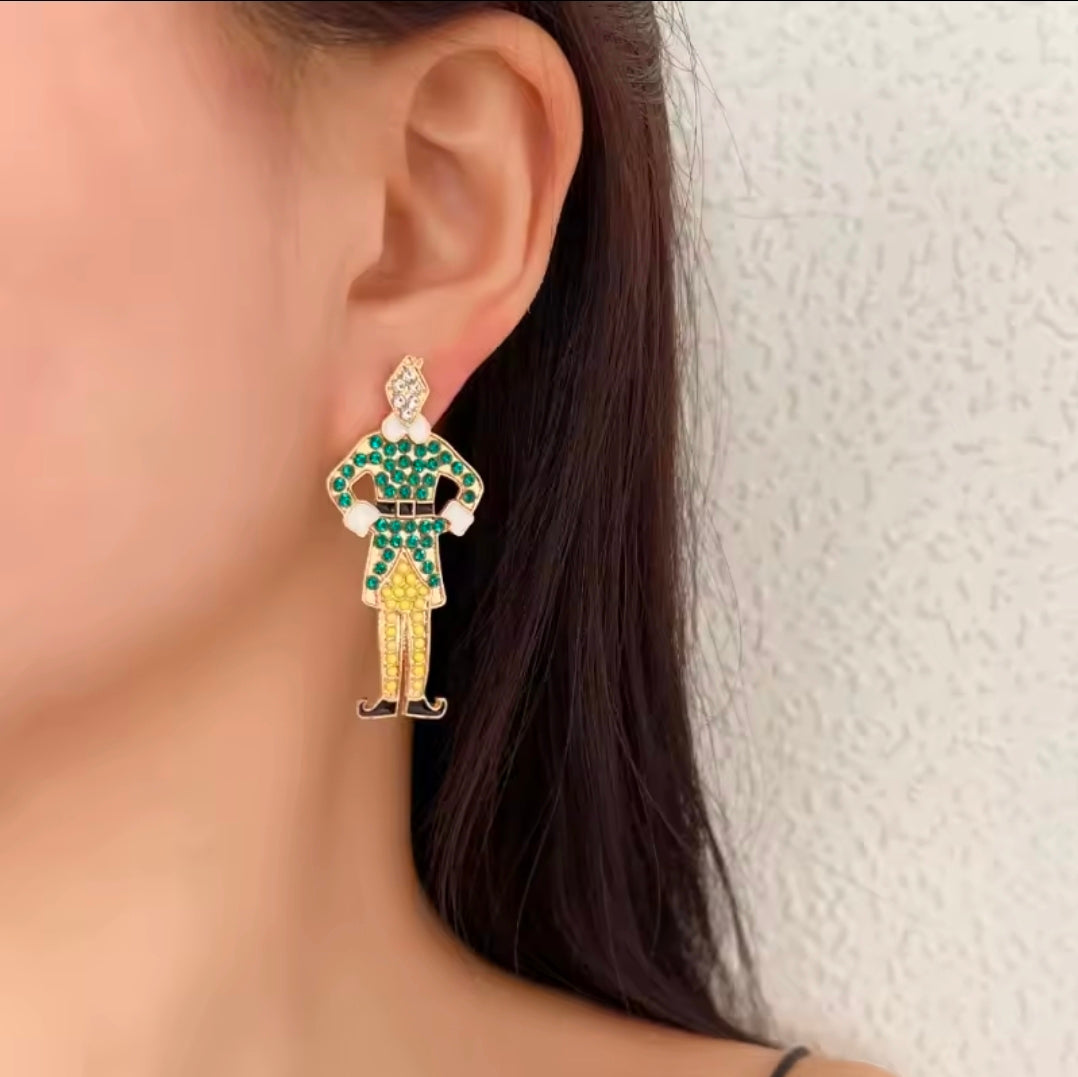 Nutcracker and elf holiday earrings