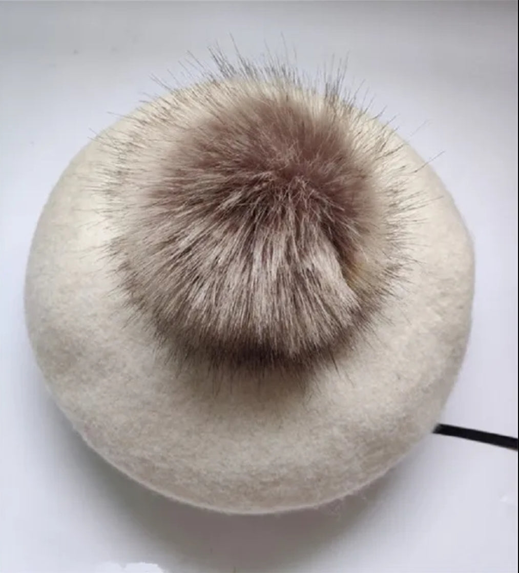 Fur pom beret (large pom)