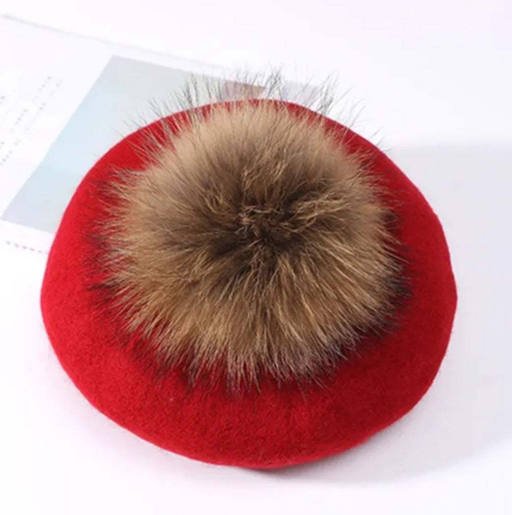 Fur pom beret (large pom)