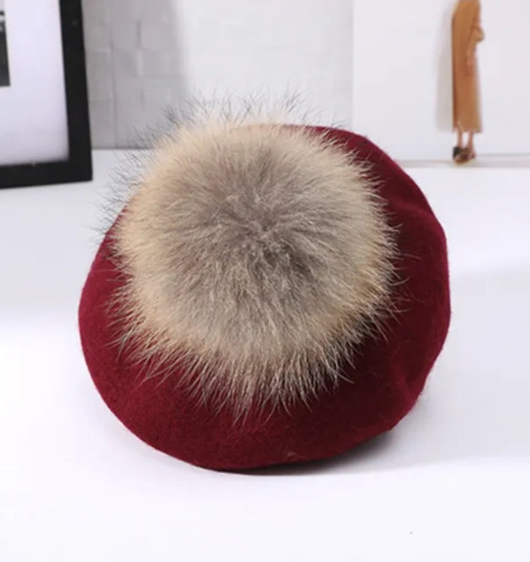 Fur pom beret (large pom)