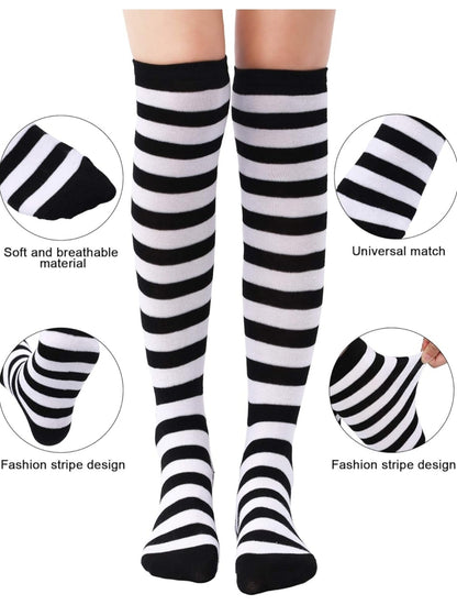 Wide stripe socks - red, black, purple