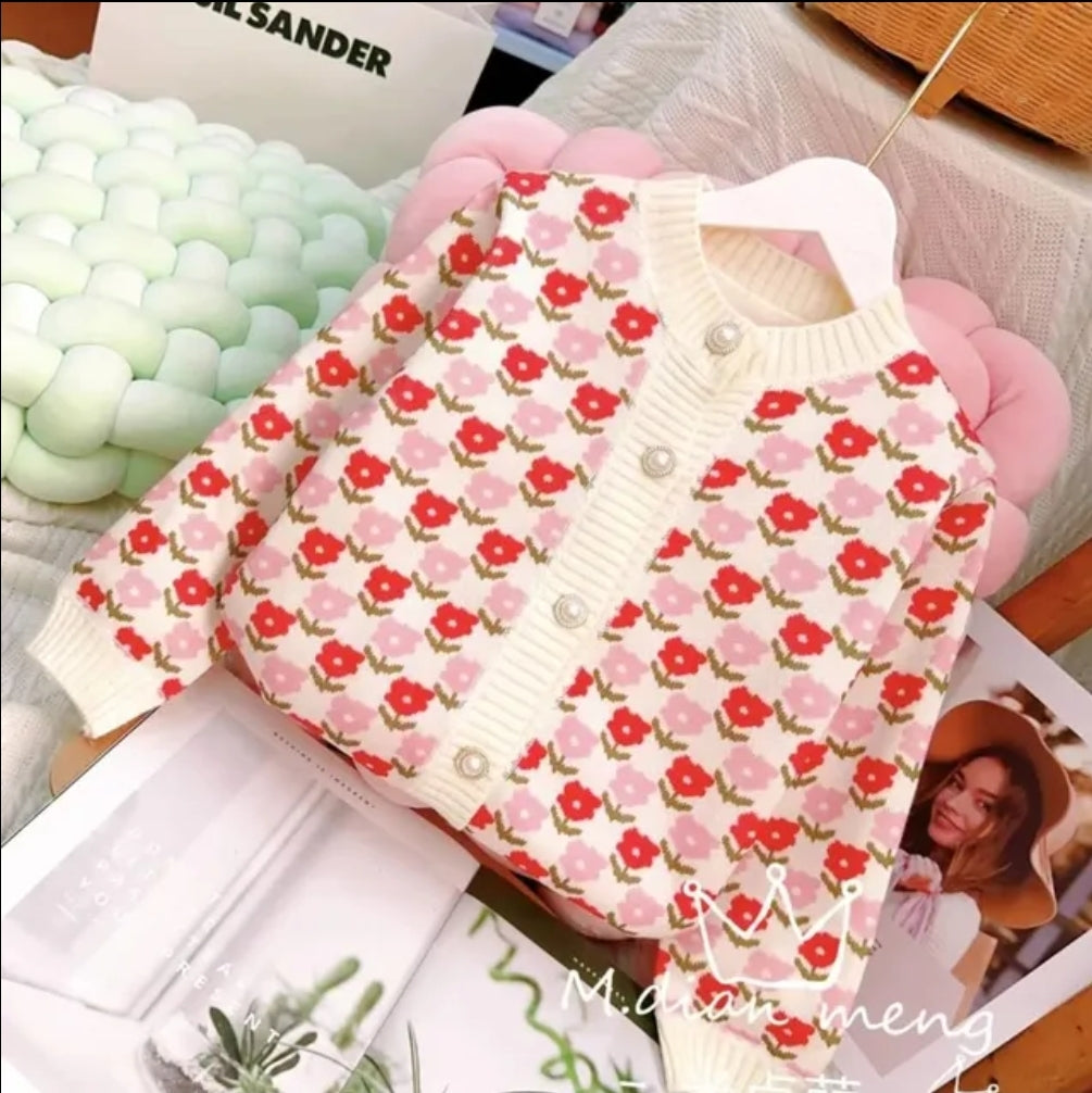 Emma button up cardigan (bows, strawberry, flowers)